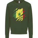 Torn Senegal Flag Senegalese Day Football Kids Sweatshirt Jumper Forest Green