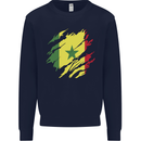Torn Senegal Flag Senegalese Day Football Kids Sweatshirt Jumper Navy Blue