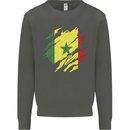 Torn Senegal Flag Senegalese Day Football Kids Sweatshirt Jumper Storm Grey