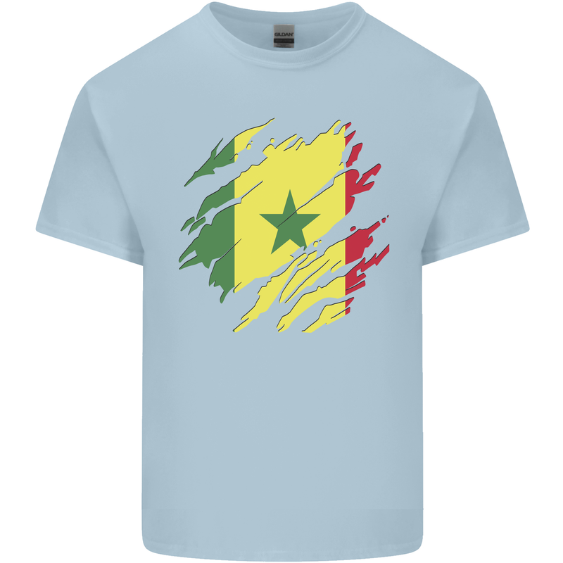 Torn Senegal Flag Senegalese Day Football Kids T-Shirt Childrens Light Blue