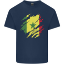 Torn Senegal Flag Senegalese Day Football Kids T-Shirt Childrens Navy Blue