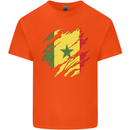 Torn Senegal Flag Senegalese Day Football Kids T-Shirt Childrens Orange