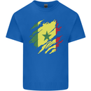 Torn Senegal Flag Senegalese Day Football Kids T-Shirt Childrens Royal Blue