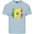 Torn Senegal Flag Senegalese Day Football Mens Cotton T-Shirt Tee Top Light Blue