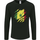 Torn Senegal Flag Senegalese Day Football Mens Long Sleeve T-Shirt Black