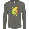 Torn Senegal Flag Senegalese Day Football Mens Long Sleeve T-Shirt Charcoal