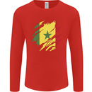 Torn Senegal Flag Senegalese Day Football Mens Long Sleeve T-Shirt Red