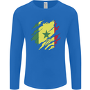 Torn Senegal Flag Senegalese Day Football Mens Long Sleeve T-Shirt Royal Blue