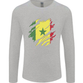 Torn Senegal Flag Senegalese Day Football Mens Long Sleeve T-Shirt Sports Grey