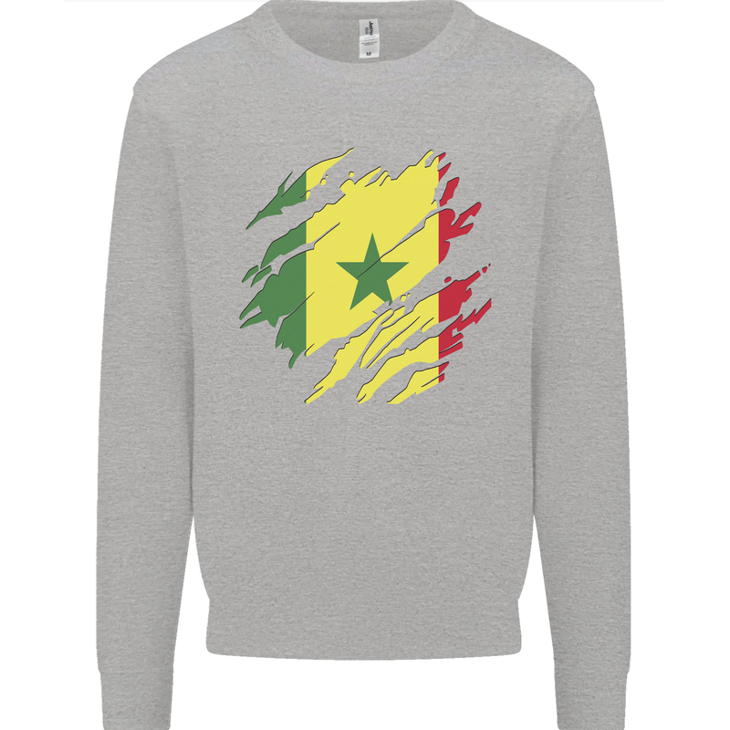 Torn Senegal Flag Senegalese Day Football Mens Sweatshirt Jumper Sports Grey