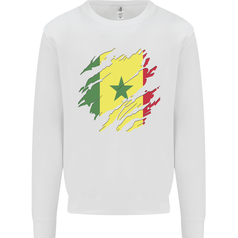 Torn Senegal Flag Senegalese Day Football Mens Sweatshirt Jumper White