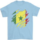 Torn Senegal Flag Senegalese Day Football Mens T-Shirt 100% Cotton Light Blue