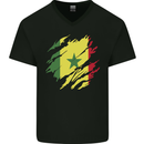Torn Senegal Flag Senegalese Day Football Mens V-Neck Cotton T-Shirt Black