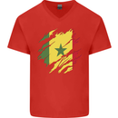 Torn Senegal Flag Senegalese Day Football Mens V-Neck Cotton T-Shirt Red