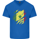 Torn Senegal Flag Senegalese Day Football Mens V-Neck Cotton T-Shirt Royal Blue
