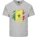 Torn Senegal Flag Senegalese Day Football Mens V-Neck Cotton T-Shirt Sports Grey