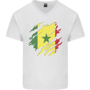 Torn Senegal Flag Senegalese Day Football Mens V-Neck Cotton T-Shirt White