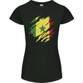 Torn Senegal Flag Senegalese Day Football Womens Petite Cut T-Shirt Black