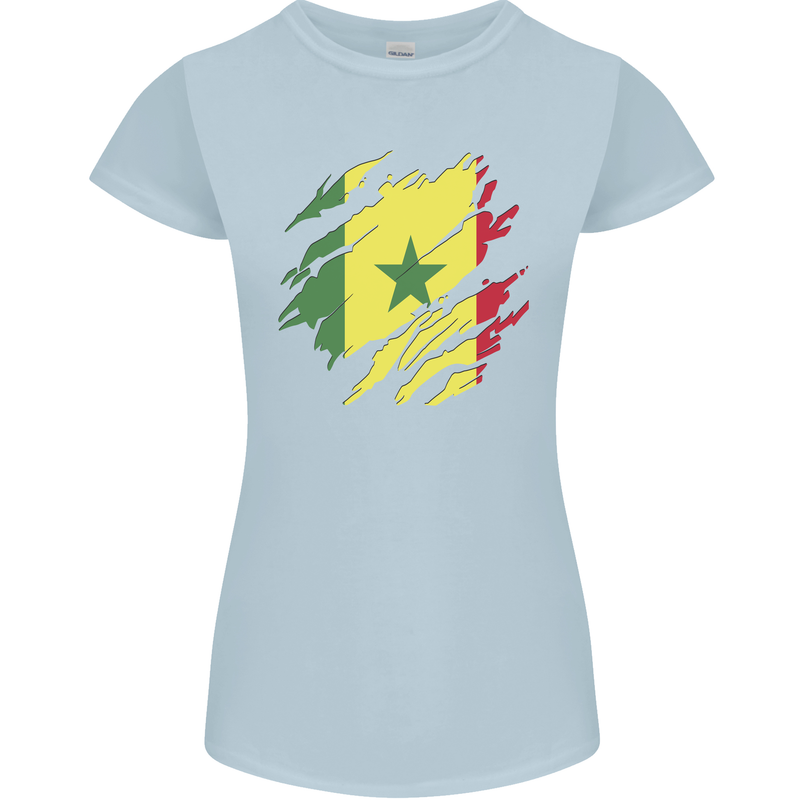 Torn Senegal Flag Senegalese Day Football Womens Petite Cut T-Shirt Light Blue