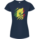 Torn Senegal Flag Senegalese Day Football Womens Petite Cut T-Shirt Navy Blue