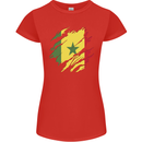 Torn Senegal Flag Senegalese Day Football Womens Petite Cut T-Shirt Red