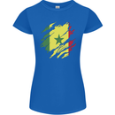 Torn Senegal Flag Senegalese Day Football Womens Petite Cut T-Shirt Royal Blue