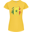 Torn Senegal Flag Senegalese Day Football Womens Petite Cut T-Shirt Yellow