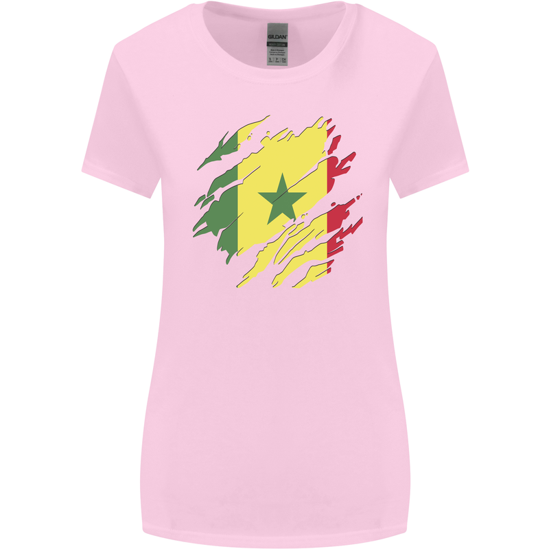 Torn Senegal Flag Senegalese Day Football Womens Wider Cut T-Shirt Light Pink