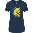 Torn Senegal Flag Senegalese Day Football Womens Wider Cut T-Shirt Navy Blue