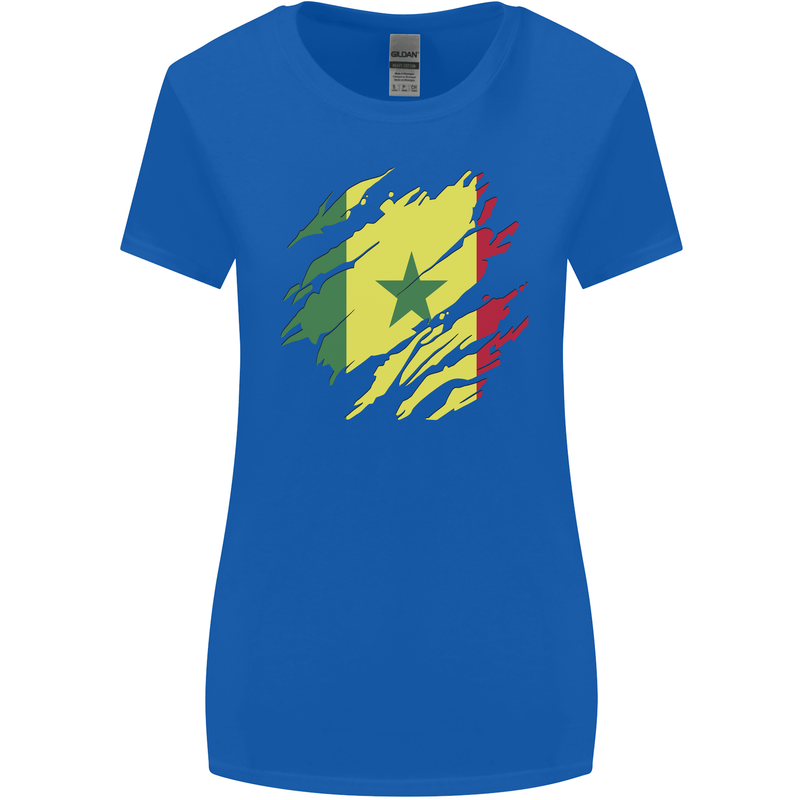 Torn Senegal Flag Senegalese Day Football Womens Wider Cut T-Shirt Royal Blue