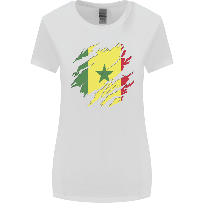 Torn Senegal Flag Senegalese Day Football Womens Wider Cut T-Shirt White