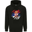 Torn Serbia Flag Serbia Day Football Childrens Kids Hoodie Black