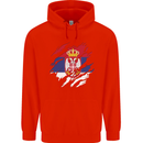 Torn Serbia Flag Serbia Day Football Childrens Kids Hoodie Bright Red