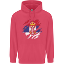 Torn Serbia Flag Serbia Day Football Childrens Kids Hoodie Heliconia
