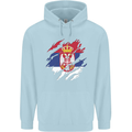 Torn Serbia Flag Serbia Day Football Childrens Kids Hoodie Light Blue