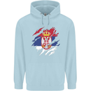 Torn Serbia Flag Serbia Day Football Childrens Kids Hoodie Light Blue