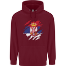 Torn Serbia Flag Serbia Day Football Childrens Kids Hoodie Maroon