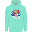 Torn Serbia Flag Serbia Day Football Childrens Kids Hoodie Peppermint