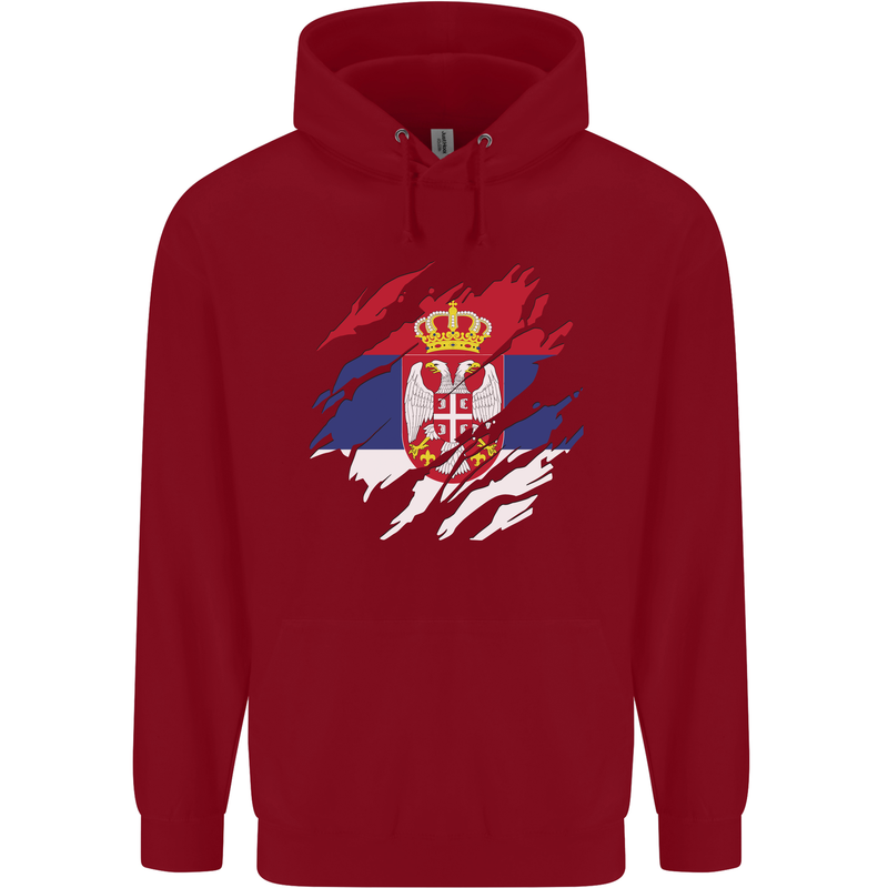 Torn Serbia Flag Serbia Day Football Childrens Kids Hoodie Red