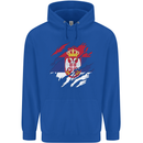 Torn Serbia Flag Serbia Day Football Childrens Kids Hoodie Royal Blue