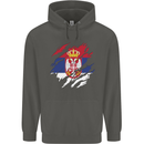 Torn Serbia Flag Serbia Day Football Childrens Kids Hoodie Storm Grey