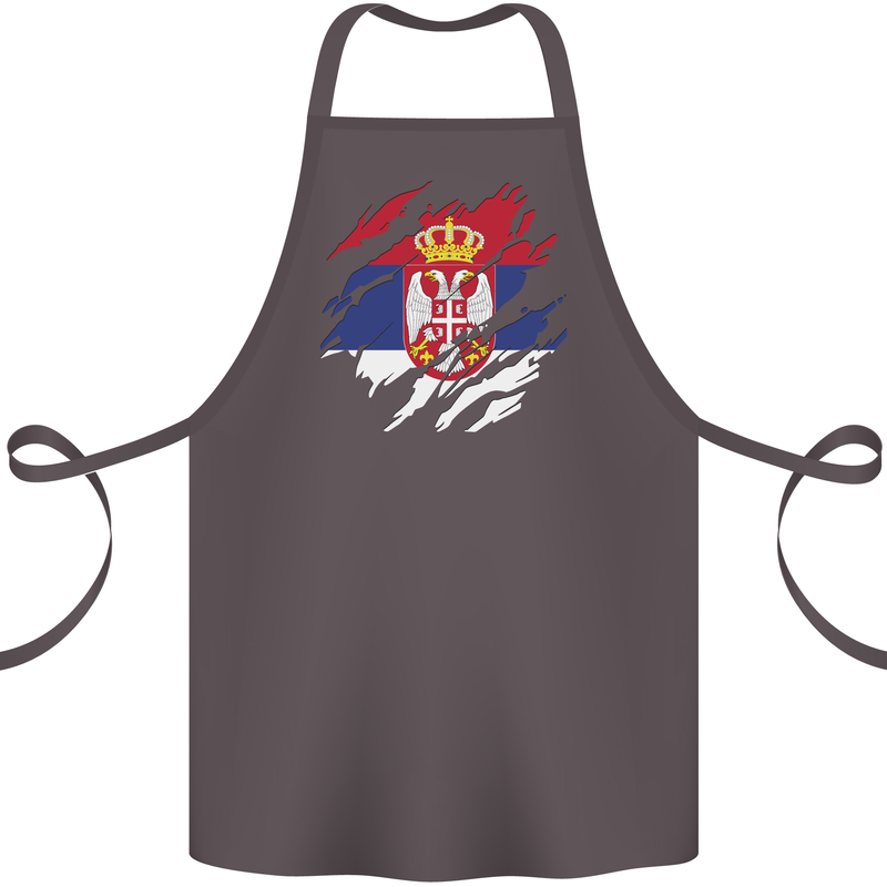 Torn Serbia Flag Serbia Day Football Cotton Apron 100% Organic Dark Grey
