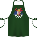 Torn Serbia Flag Serbia Day Football Cotton Apron 100% Organic Forest Green