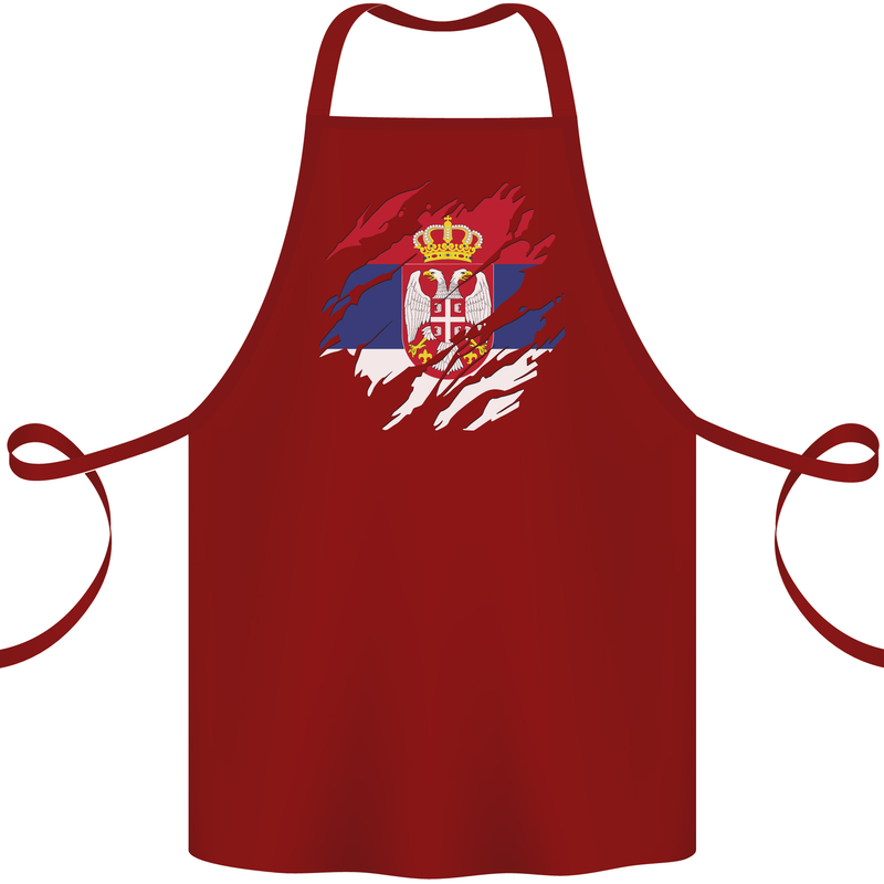 Torn Serbia Flag Serbia Day Football Cotton Apron 100% Organic Maroon