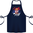 Torn Serbia Flag Serbia Day Football Cotton Apron 100% Organic Navy Blue