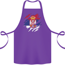 Torn Serbia Flag Serbia Day Football Cotton Apron 100% Organic Purple