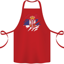 Torn Serbia Flag Serbia Day Football Cotton Apron 100% Organic Red