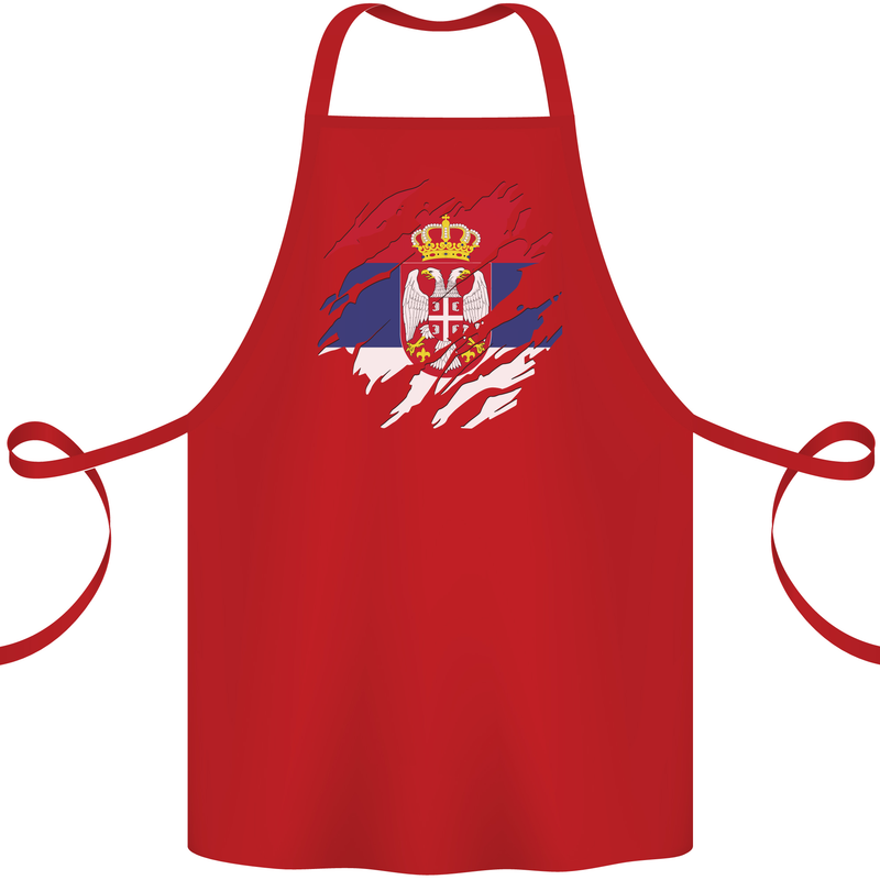 Torn Serbia Flag Serbia Day Football Cotton Apron 100% Organic Red