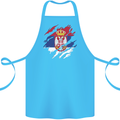 Torn Serbia Flag Serbia Day Football Cotton Apron 100% Organic Turquoise