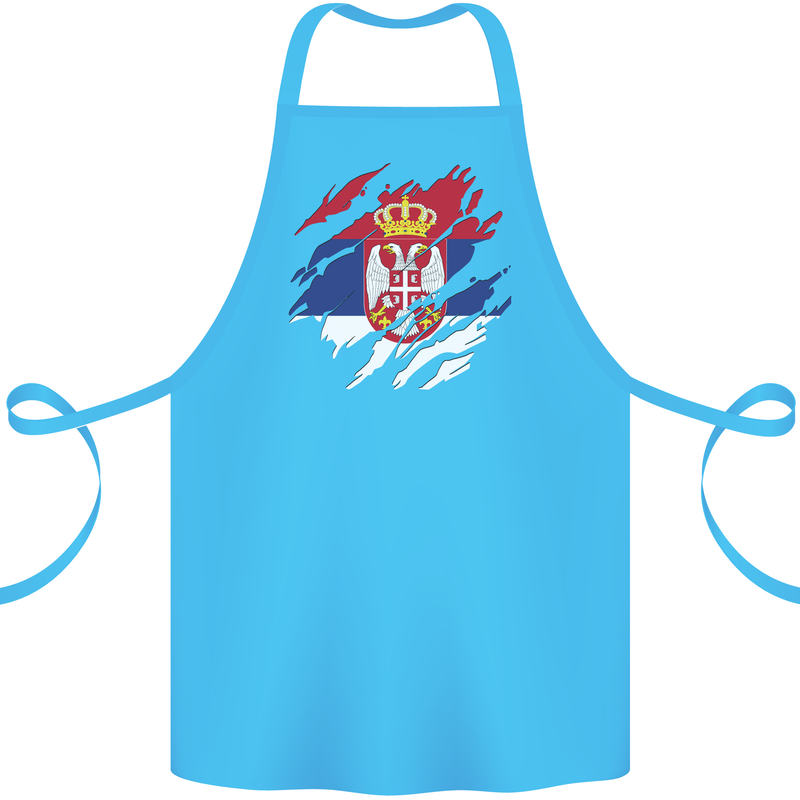 Torn Serbia Flag Serbia Day Football Cotton Apron 100% Organic Turquoise
